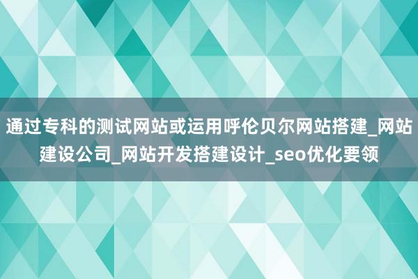通过专科的测试网站或运用呼伦贝尔网站搭建_网站建设公司_网站开发搭建设计_seo优化要领